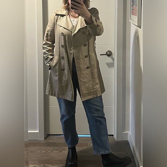 Michael Kors Shimmering Metallic Gold Belted Trench Coat - Picture 3 of 16